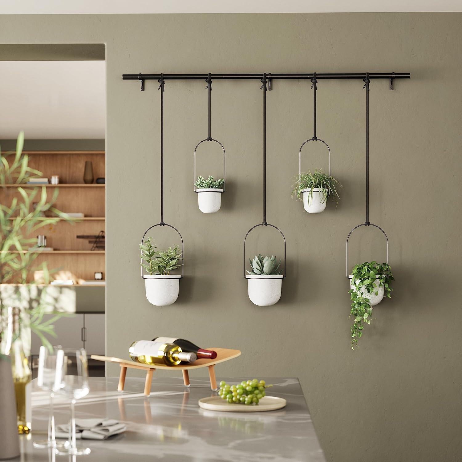 image:imageUmbra Triflora Hanging Planter for Window Indoor Herb Garden Set of 3 WhiteBrassWhiteBlack