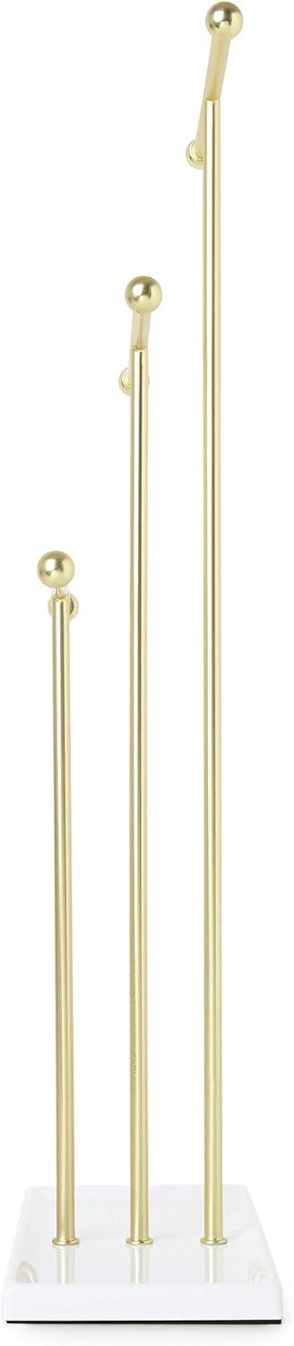 image:imageUmbra Trigem Hanging Jewelry Organizer Tiered Tabletop Countertop Free Standing Necklace Holder Display 3 BrassWhiteWhiteBrass Legacy