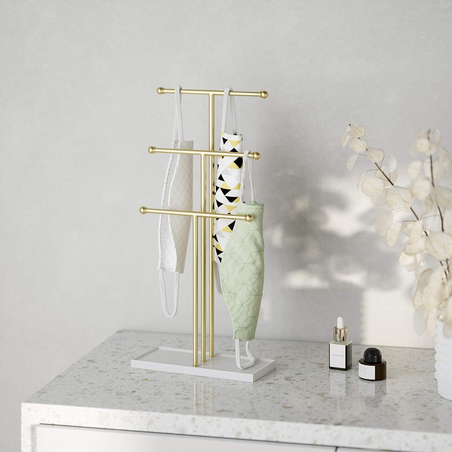 image:imageUmbra Trigem Hanging Jewelry Organizer Tiered Tabletop Countertop Free Standing Necklace Holder Display 3 BrassWhiteWhiteBrass Legacy