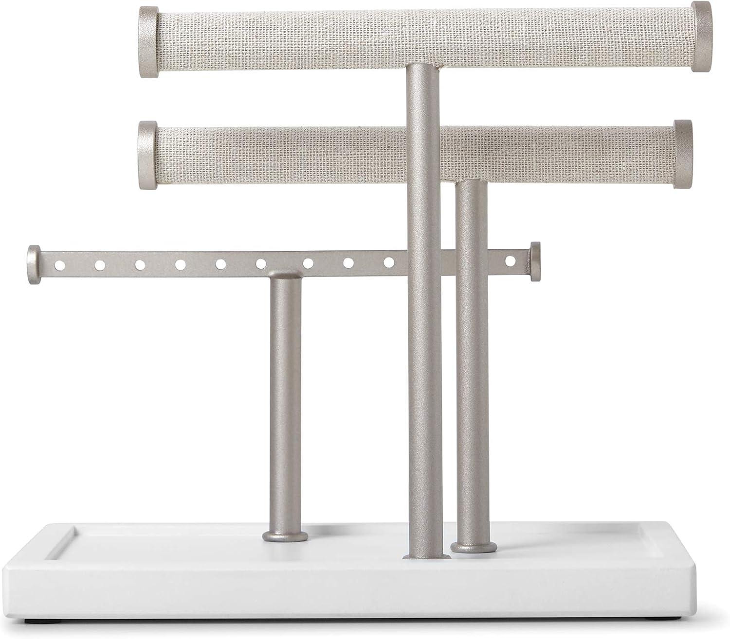 image:imageUmbra Trigem Three Tiered Tabletop Organizer for Necklace Bracelets and Earrings 3 White NickelWhiteNickel