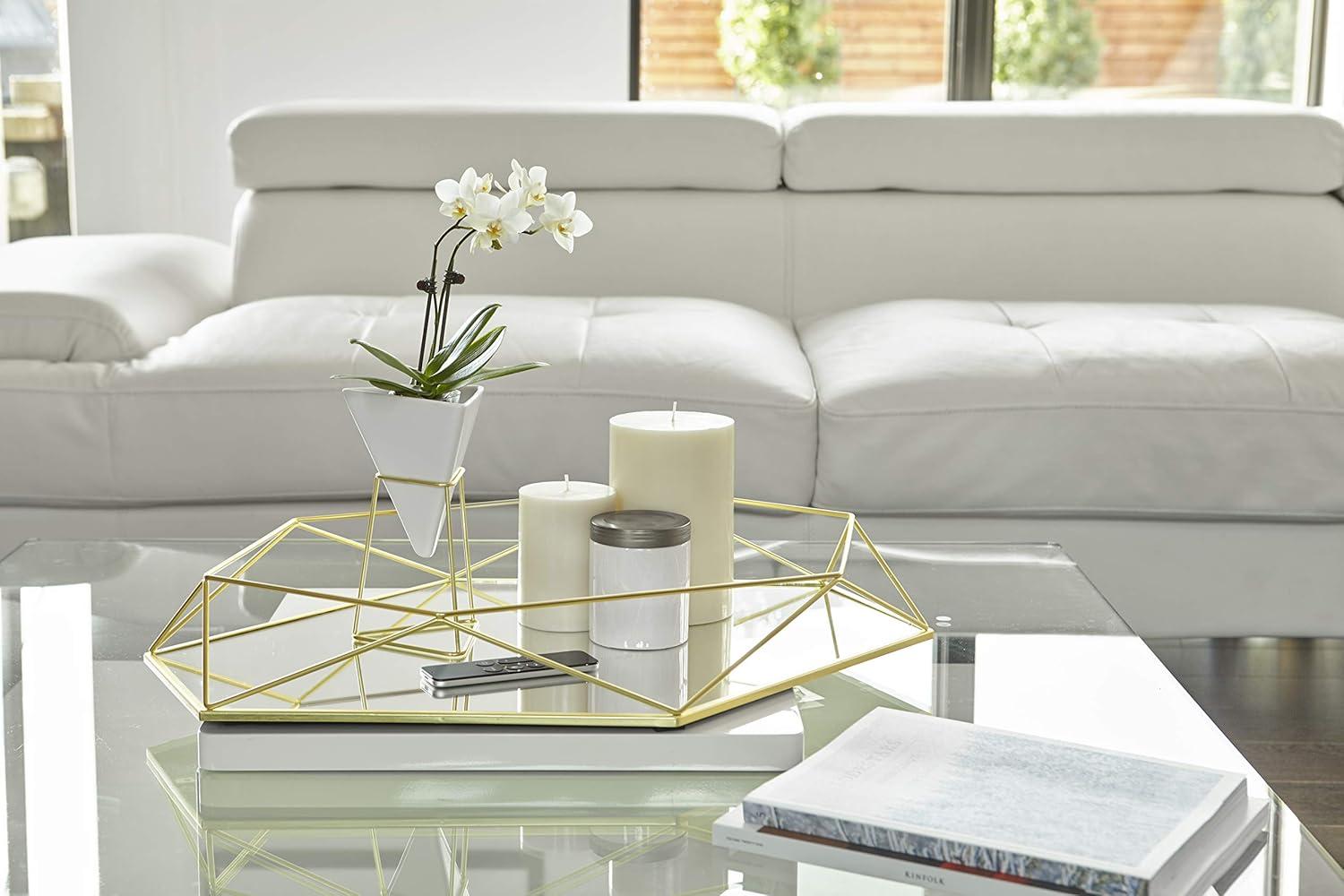 image:imageUmbra Trigg Desktop Planter Vase amp Geometric Containerfor Succulent Air Mini Cactus Faux Plants and More Desk WhiteBrass