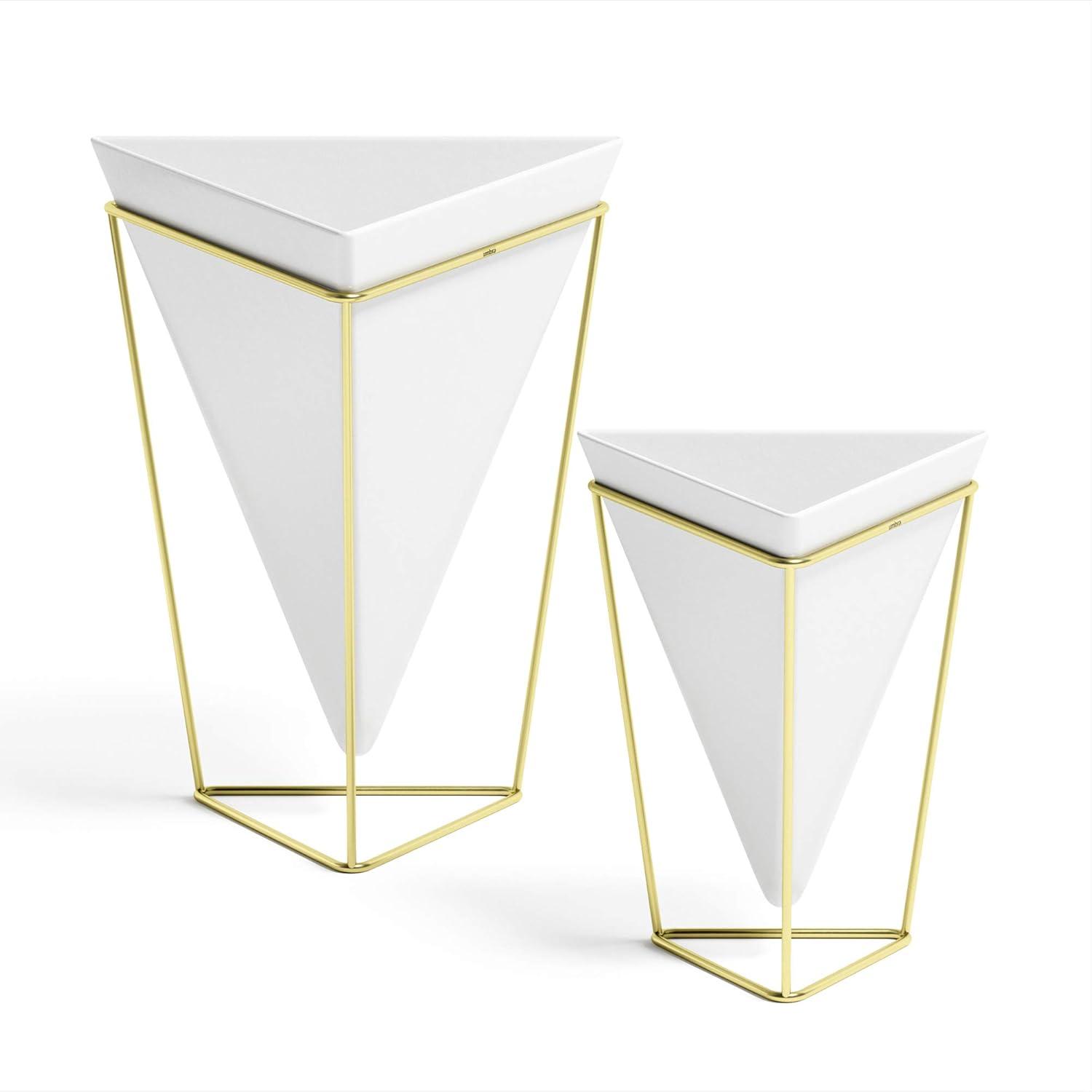 image:imageUmbra Trigg Desktop Planter Vase amp Geometric Containerfor Succulent Air Mini Cactus Faux Plants and More Desk WhiteBrass