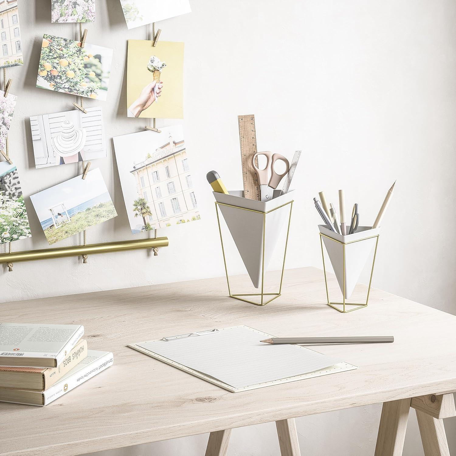 image:imageUmbra Trigg Desktop Planter Vase amp Geometric Containerfor Succulent Air Mini Cactus Faux Plants and More Desk WhiteBrass