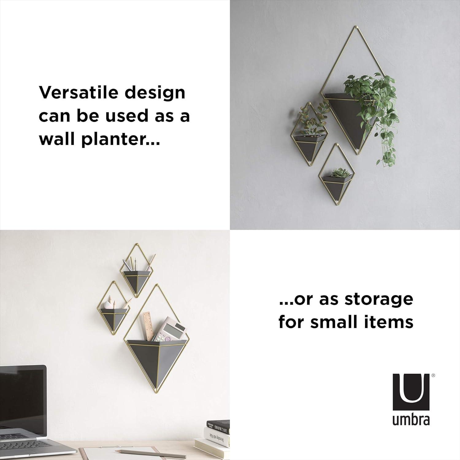 image:imageUmbra Trigg Hanging Planter Vase Wall Decor Pot and Container for Succulents Cactus Faux Plants and More Large GreyCopperBlackBrass