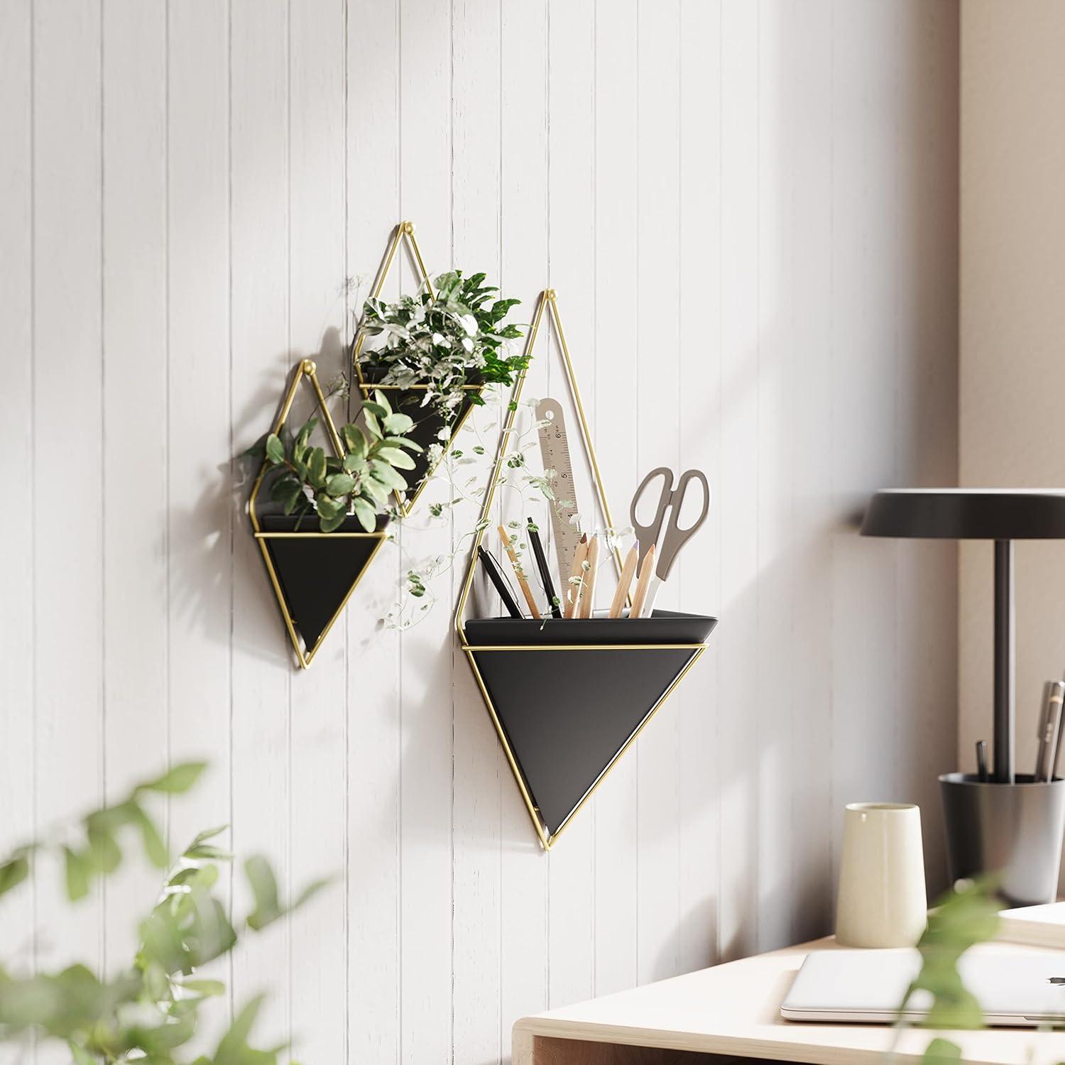 image:imageUmbra Trigg Hanging Planter Vase Wall Decor Pot and Container for Succulents Cactus Faux Plants and More Large GreyCopperBlackBrass