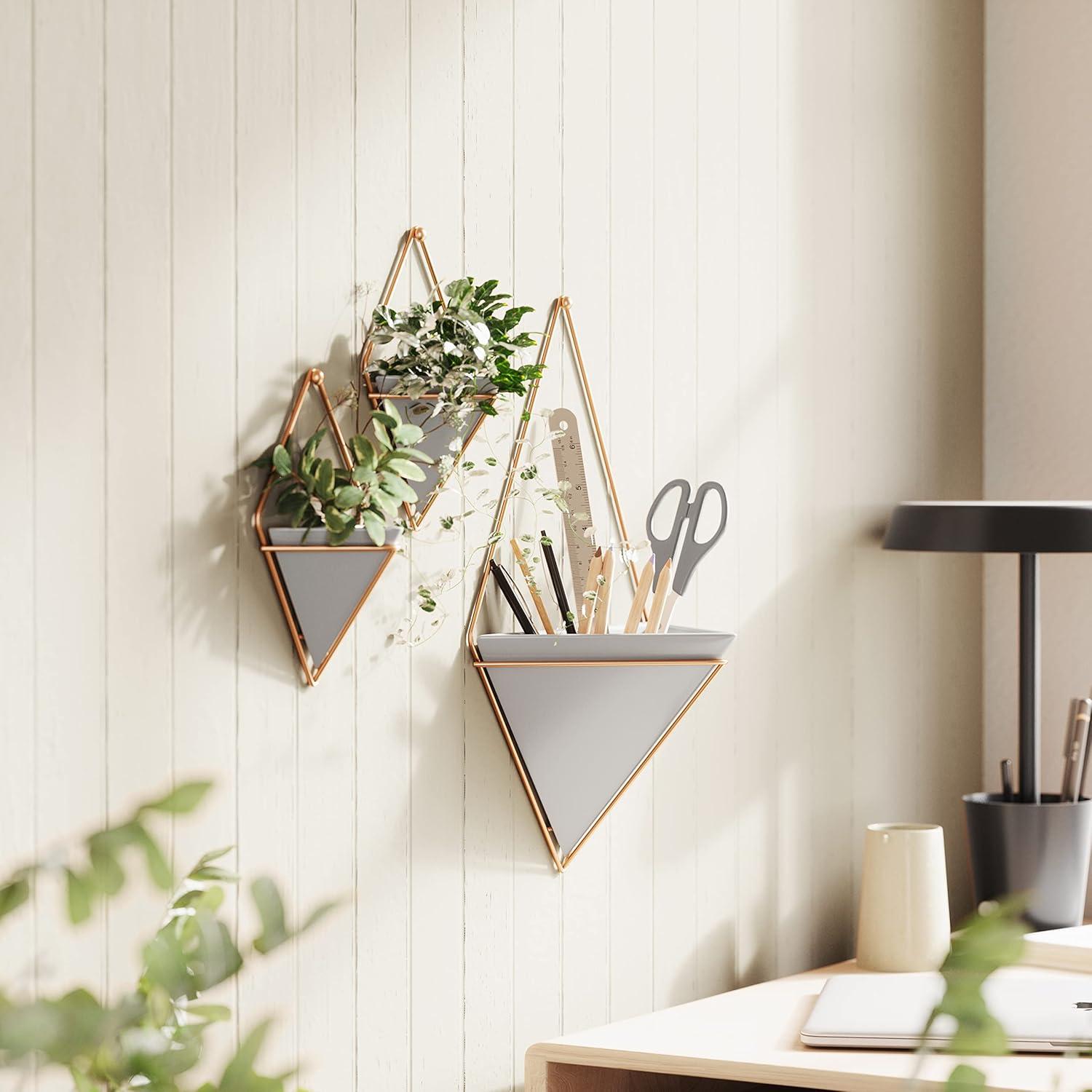 image:imageUmbra Trigg Hanging Planter Vase Wall Decor Pot and Container for Succulents Cactus Faux Plants and More Large GreyCopperGreyCopper