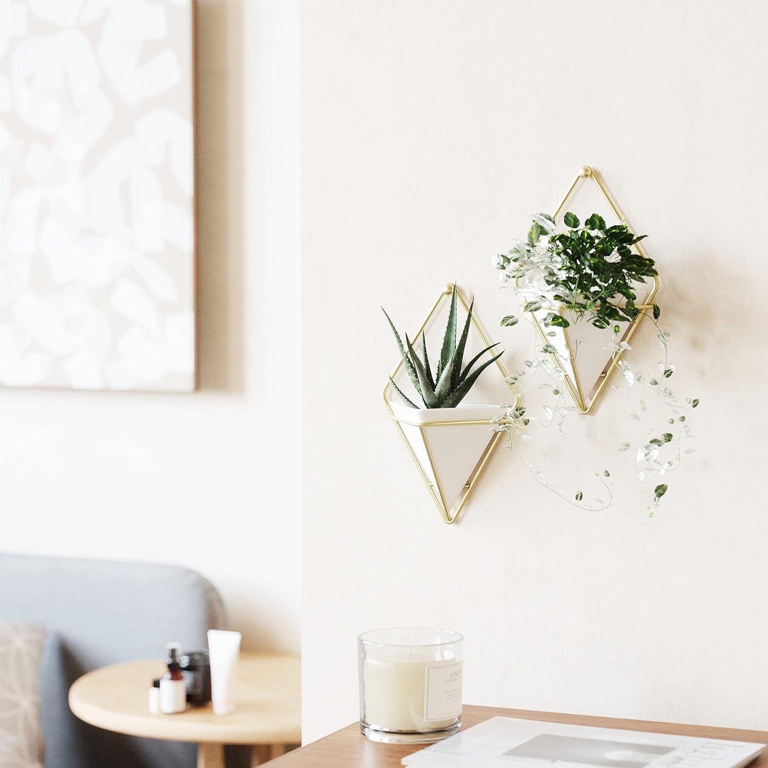 image:imageUmbra Trigg Hanging Planter Vase Wall Decor Pot and Container for Succulents Cactus Faux Plants and More Large GreyCopperWhiteBrass