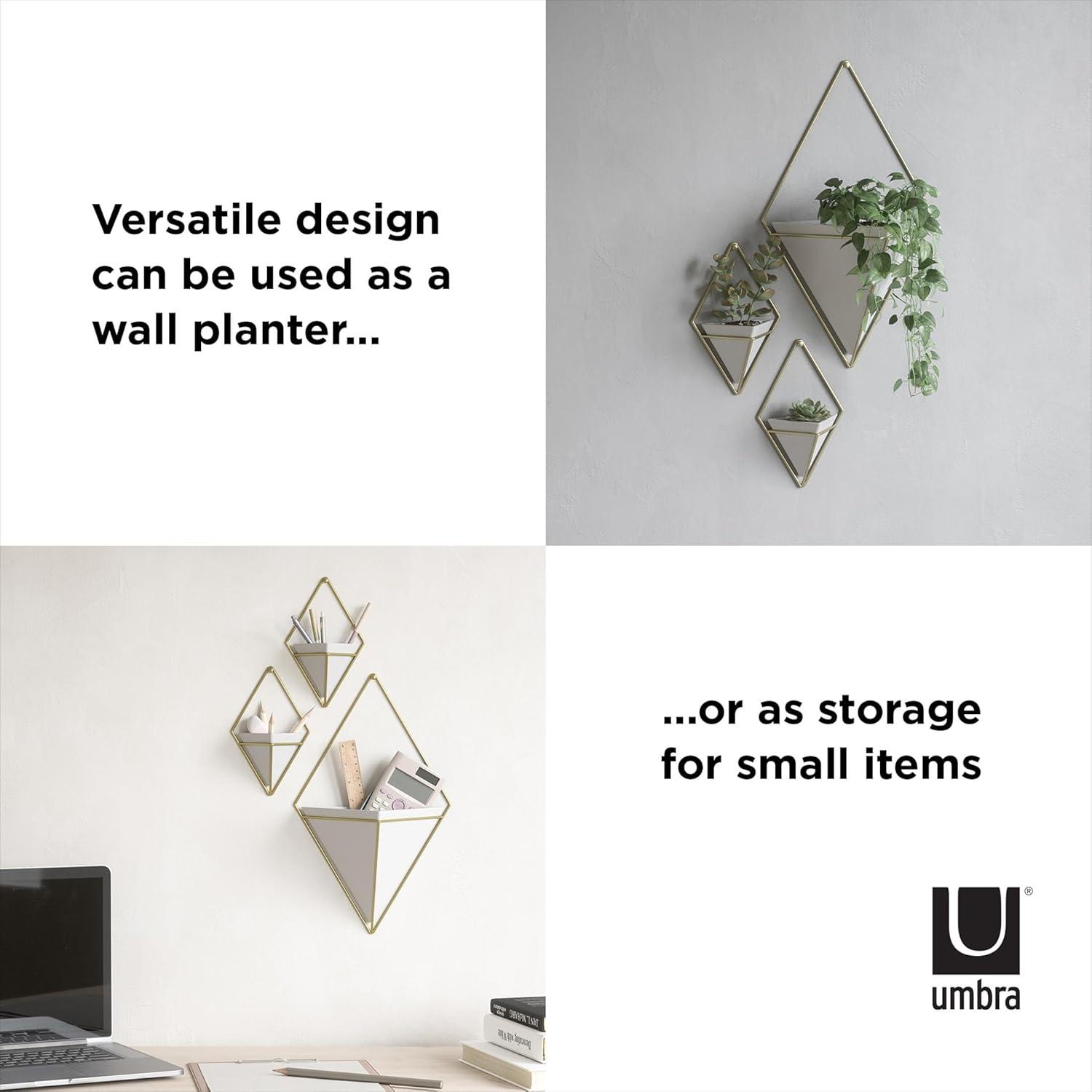 image:imageUmbra Trigg Hanging Planter Vase Wall Decor Pot and Container for Succulents Cactus Faux Plants and More Large GreyCopperWhiteBrass