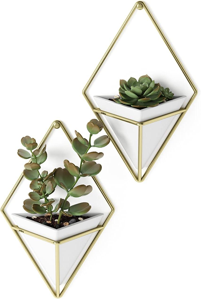 image:imageUmbra Trigg Hanging Planter Vase Wall Decor Pot and Container for Succulents Cactus Faux Plants and More Large GreyCopperWhiteBrass