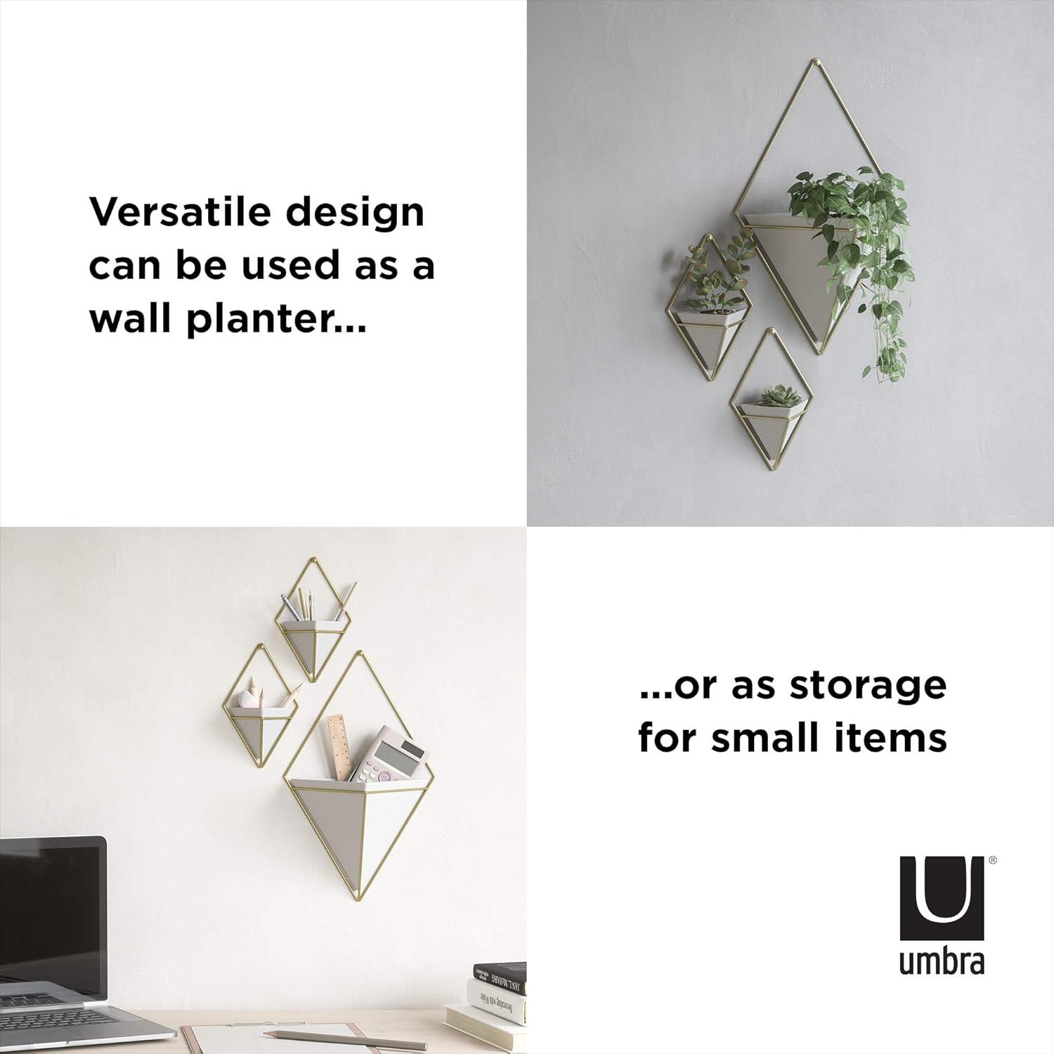 image:imageUmbra Trigg Hanging Planter Vase Wall Decor Pot and Container for Succulents Cactus Faux Plants and More Large GreyCopperWhiteBrass