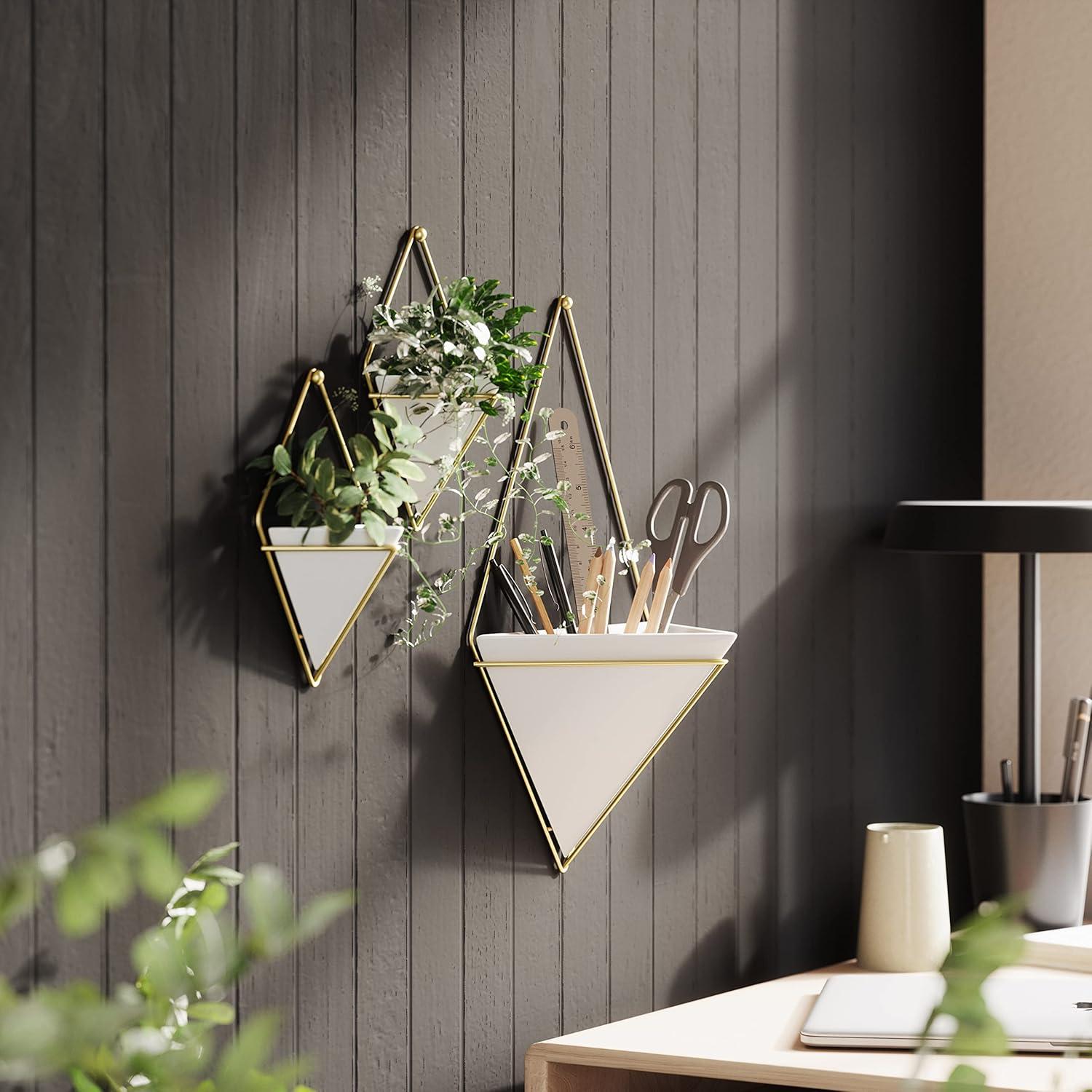 image:imageUmbra Trigg Hanging Planter Vase Wall Decor Pot and Container for Succulents Cactus Faux Plants and More Large GreyCopperWhiteBrass