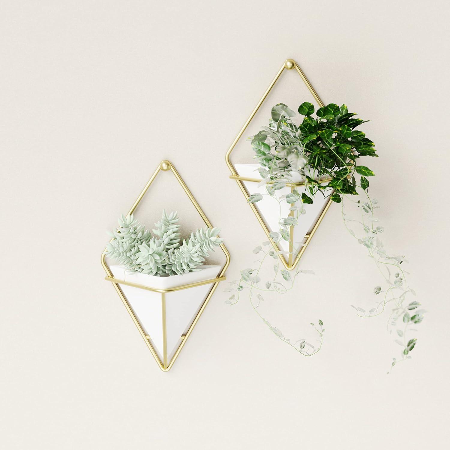image:imageUmbra Trigg Hanging Planter Vase Wall Decor Pot and Container for Succulents Cactus Faux Plants and More Large GreyCopperWhiteBrass