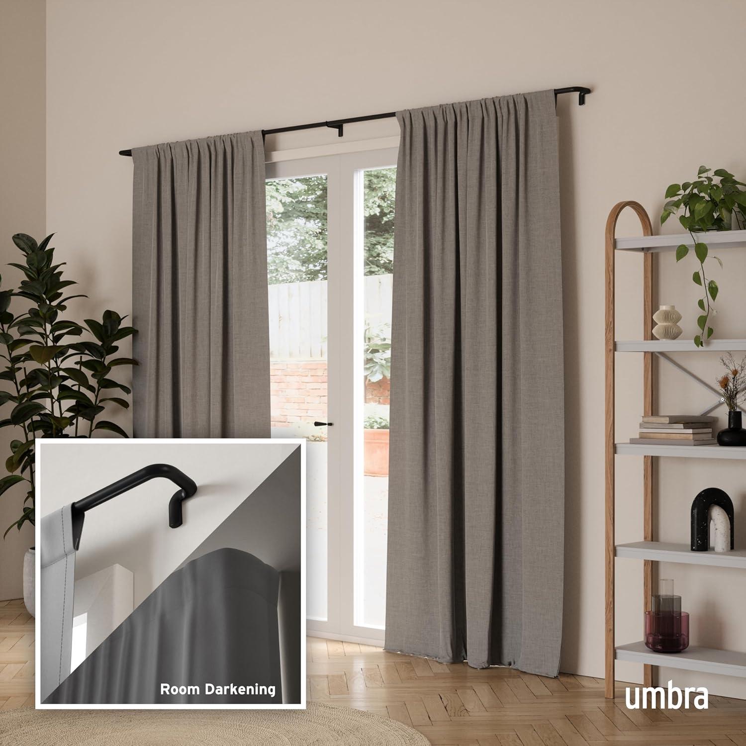 image:imageUmbra Twilight Double Curtain Rod Set Wrap Around Design is Ideal for Blackout or Room Darkening Panels 3084 Inch Black amp Twilight Modern Single Curtain Rod Black