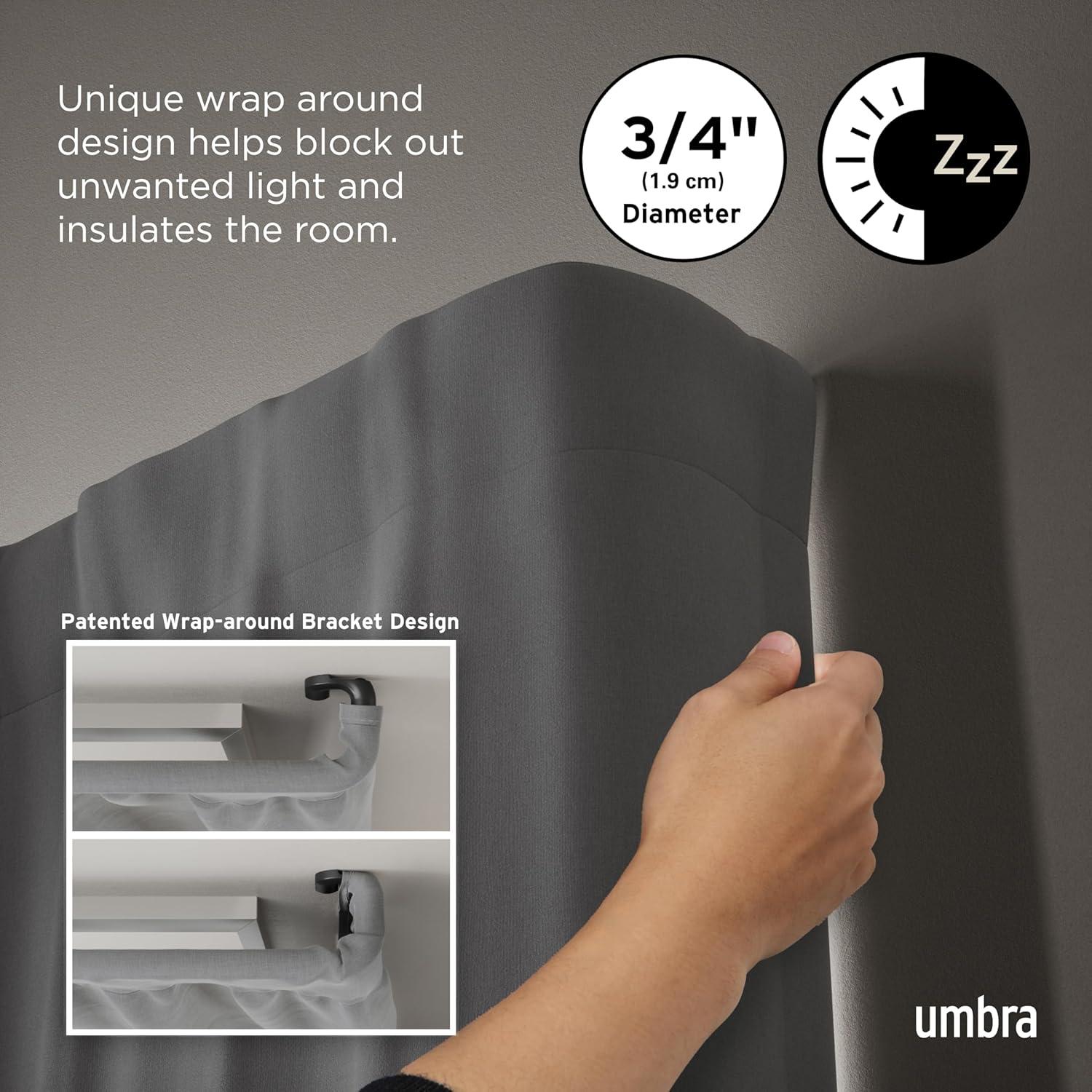 image:imageUmbra Twilight Double Curtain Rod Set Wrap Around Design is Ideal for Blackout or Room Darkening Panels 3084 Inch Black amp Twilight Modern Single Curtain Rod Black