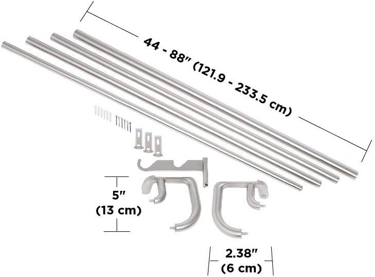 image:imageUmbra Twilight Double Curtain Rod Set 4888 Nickel and Basic Curtain Drapery Holdback for Window SilverNickel