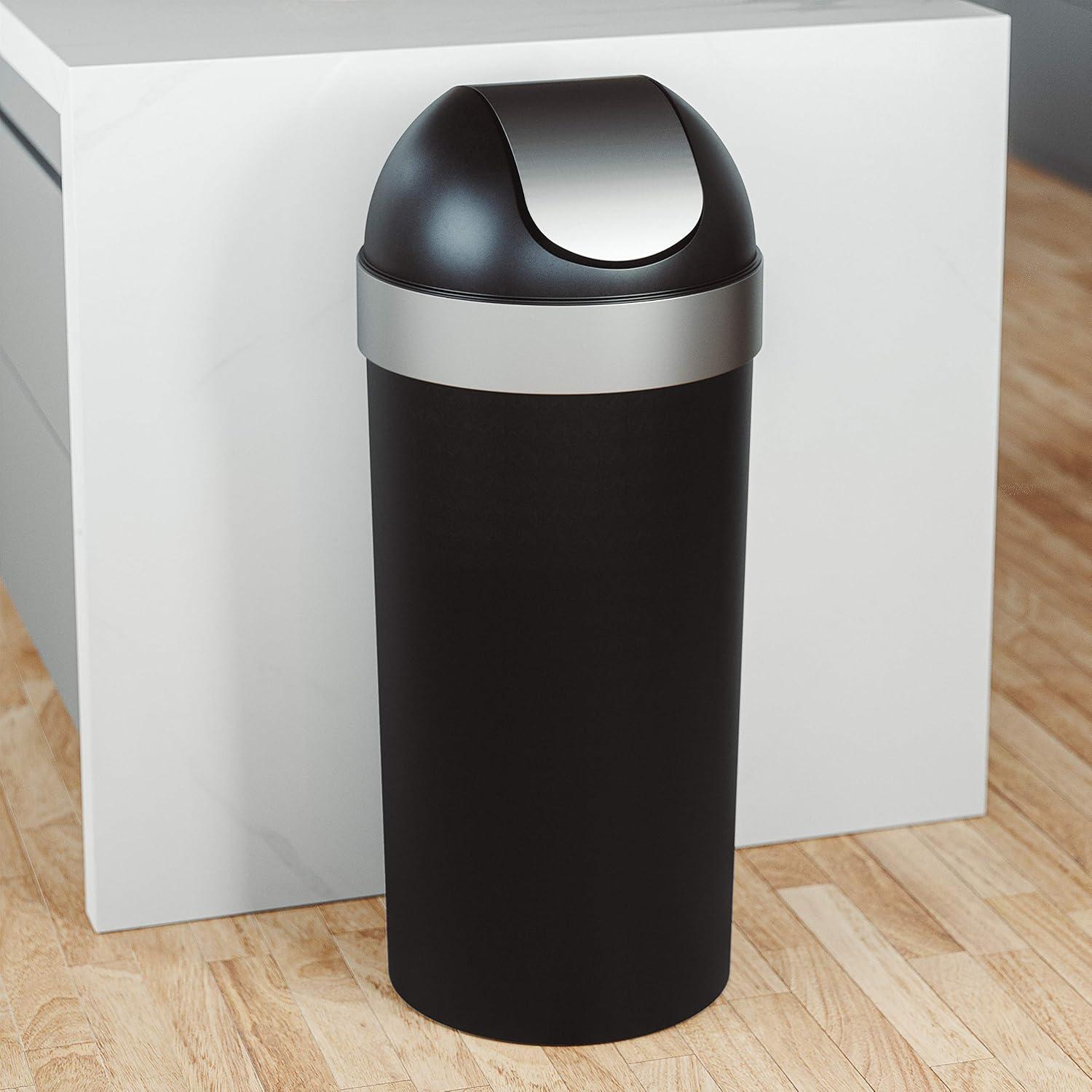 image:imageUmbra Venti Kitchen Trash Can with Swing Top Lid Large 16Gallon 62 L Capacity BlackNickelBlackNickel