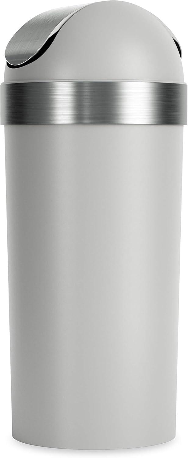 image:imageUmbra Venti Kitchen Trash Can with Swing Top Lid Large 16Gallon 62 L Capacity BlackNickelGreyNickel