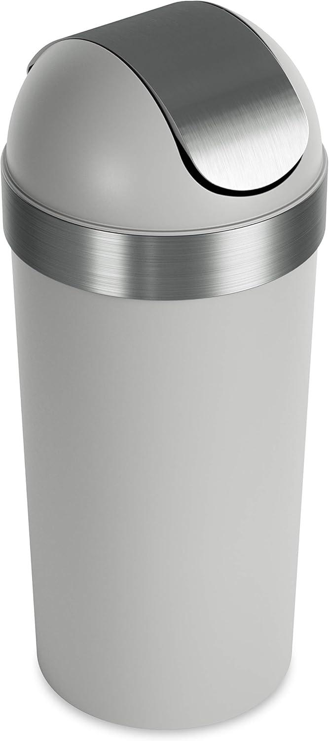 image:imageUmbra Venti Kitchen Trash Can with Swing Top Lid Large 16Gallon 62 L Capacity BlackNickelGreyNickel