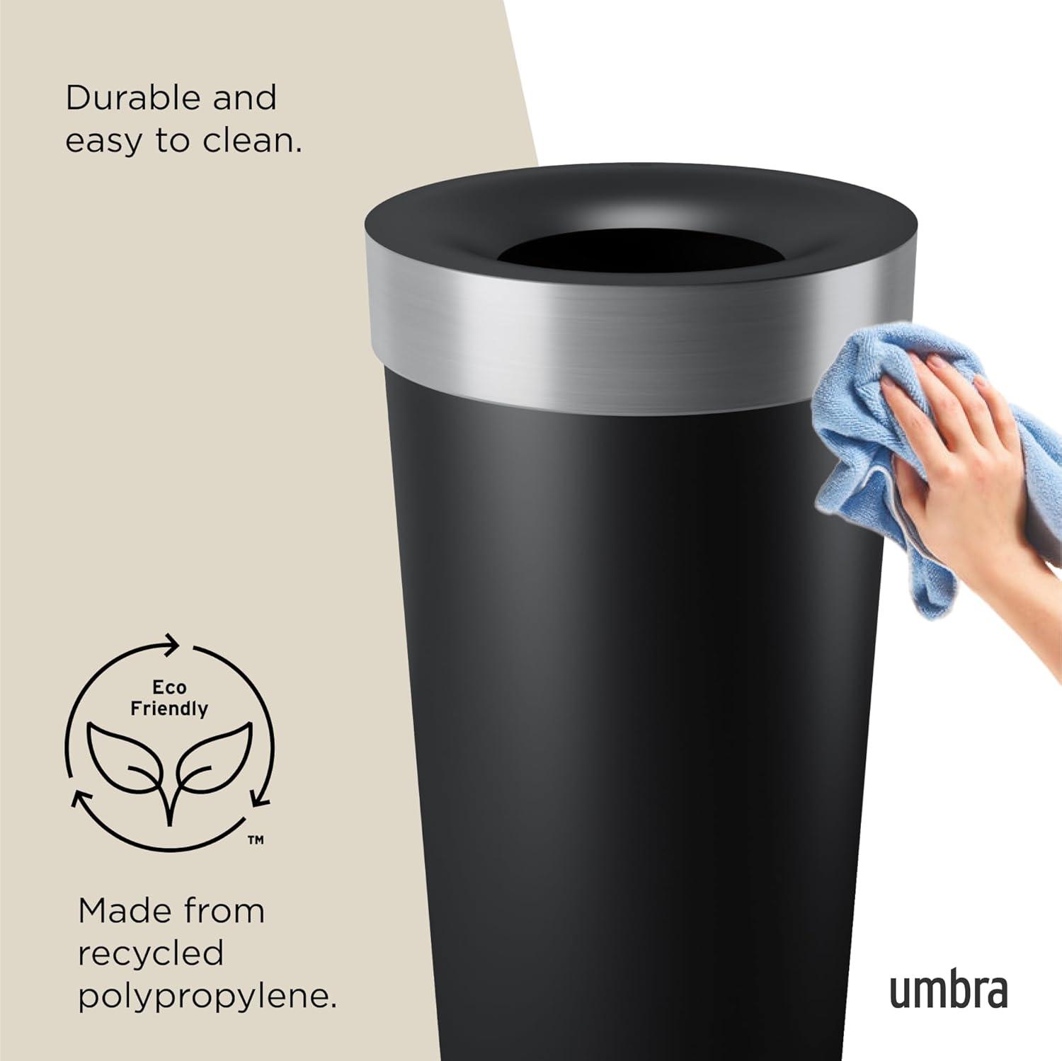 image:imageUmbra Vento Kitchen Trash Can with Open Top Large 16Gallon 62 L Capacity SandBlackNickel