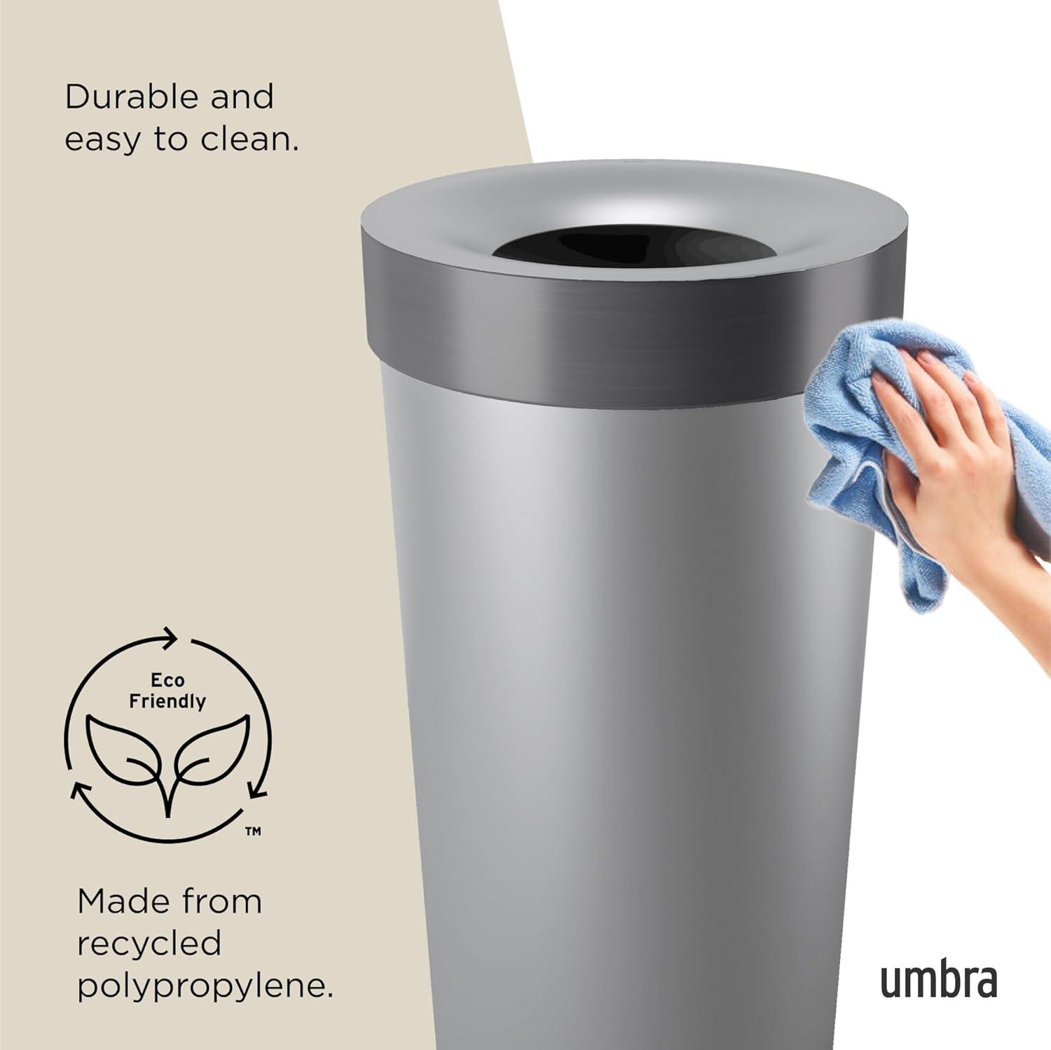 image:imageUmbra Vento Kitchen Trash Can with Open Top Large 16Gallon 62 L Capacity SandGreyNickel