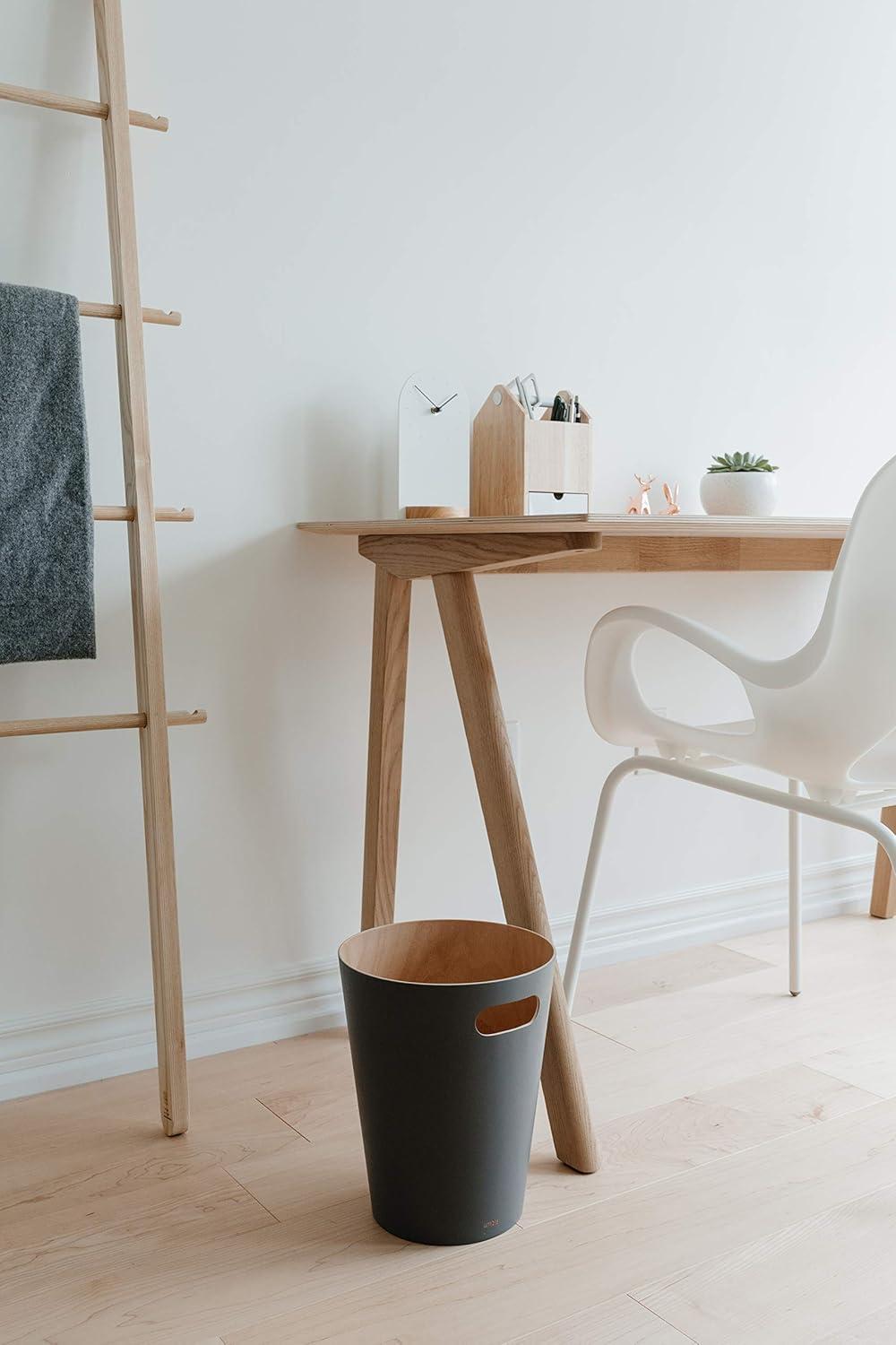 image:imageUmbra Woodrow 2Gallon Modern Wooden Trash Can Wastebasket Attractive Bin for Garbage or Recycling Suitable for Home or Office Dark GreyNatural