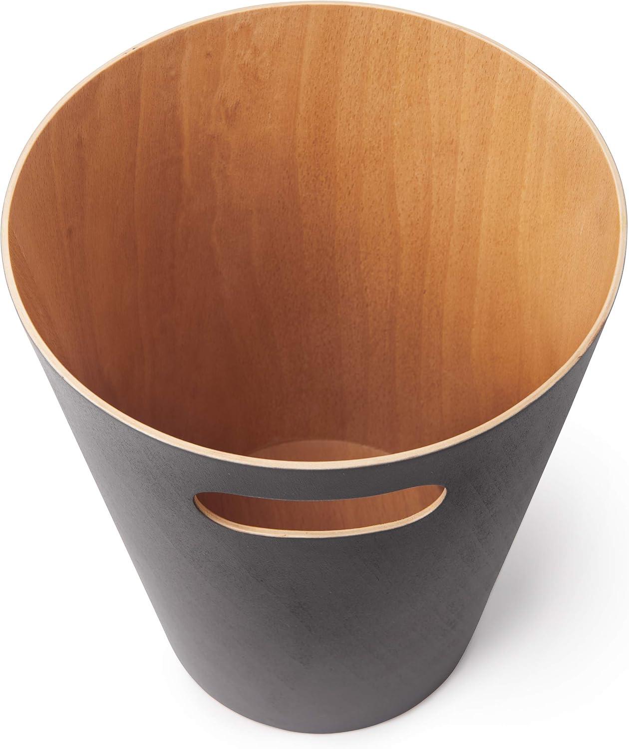 image:imageUmbra Woodrow 2Gallon Modern Wooden Trash Can Wastebasket Attractive Bin for Garbage or Recycling Suitable for Home or Office Dark GreyNatural