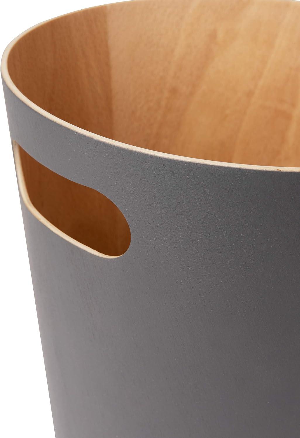 image:imageUmbra Woodrow 2Gallon Modern Wooden Trash Can Wastebasket Attractive Bin for Garbage or Recycling Suitable for Home or Office Dark GreyNatural