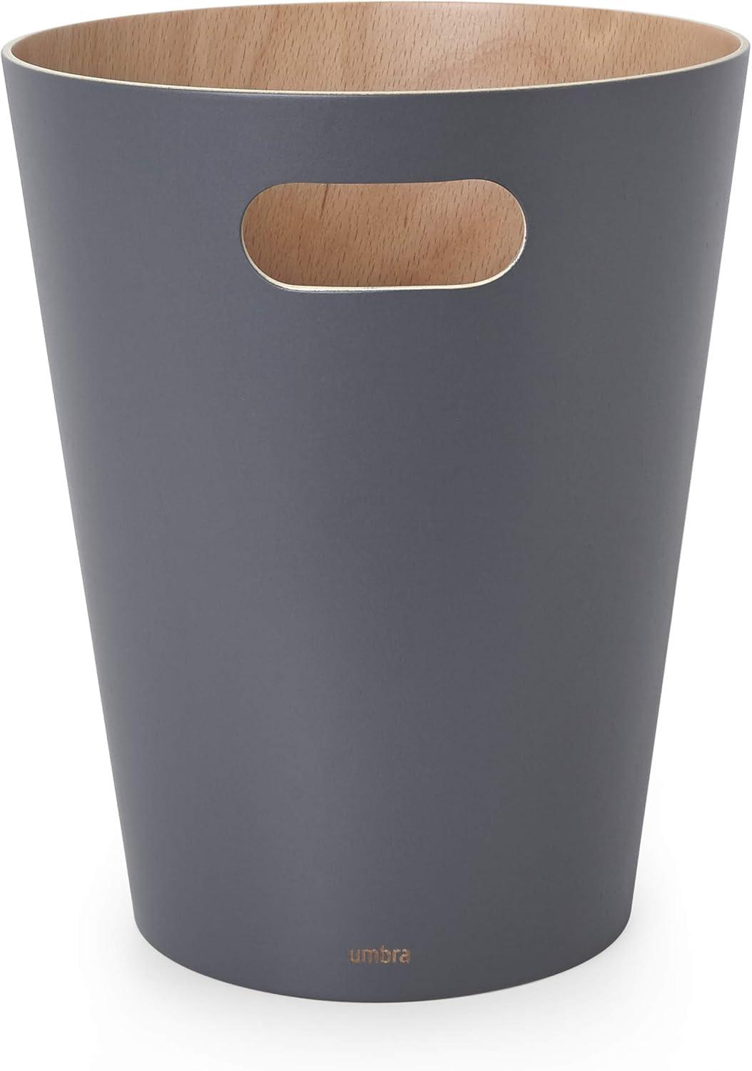 image:imageUmbra Woodrow 2Gallon Modern Wooden Trash Can Wastebasket Attractive Bin for Garbage or Recycling Suitable for Home or Office Dark GreyNatural