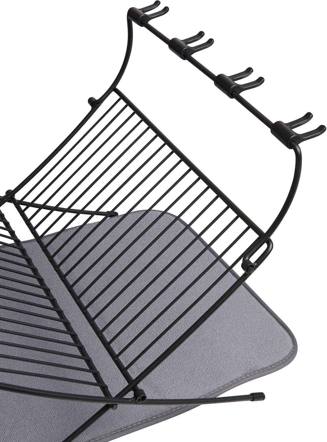 image:imageUmbra XDRY Dish Drying Rack and Microfiber Dish Mat Space Saving Lightweight Design Folds Up For Easy Storage Charcoal