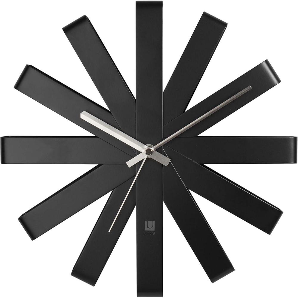 image:imageUmbra 118070040 Ribbon Modern 12inch Battery Operated Quartz Movement Silent Non Ticking Wall Clock BlackBlack