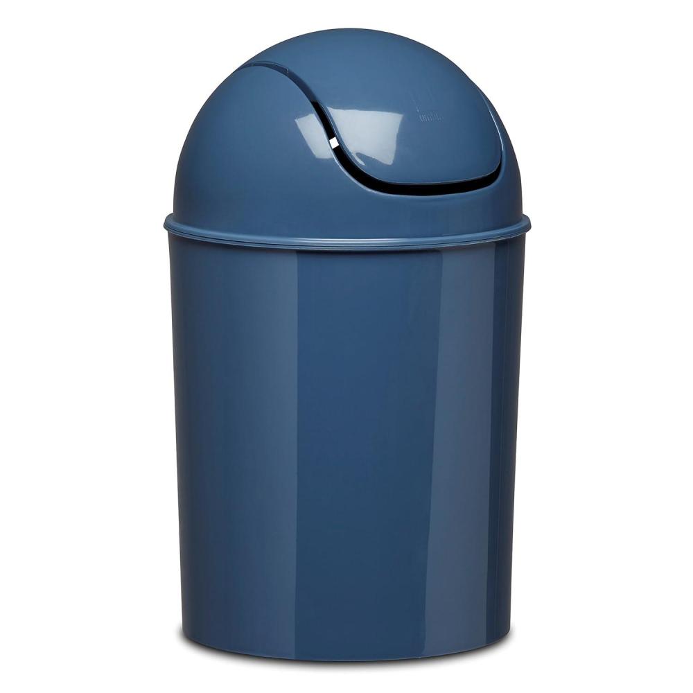 image:imageUmbra 125 Gallon Mini Waste Can with Removable SwingTop Lid Small Garbage Bin for Kitchen Bathroom Bedroom Office Compact Trash Can Fit Under Tables amp Counters LinenBlue
