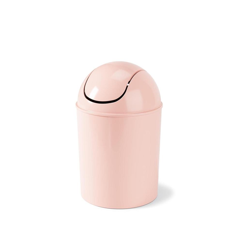 image:imageUmbra 125 Gallon Mini Waste Can with Removable SwingTop Lid Small Garbage Bin for Kitchen Bathroom Bedroom Office Compact Trash Can Fit Under Tables amp Counters LinenPink