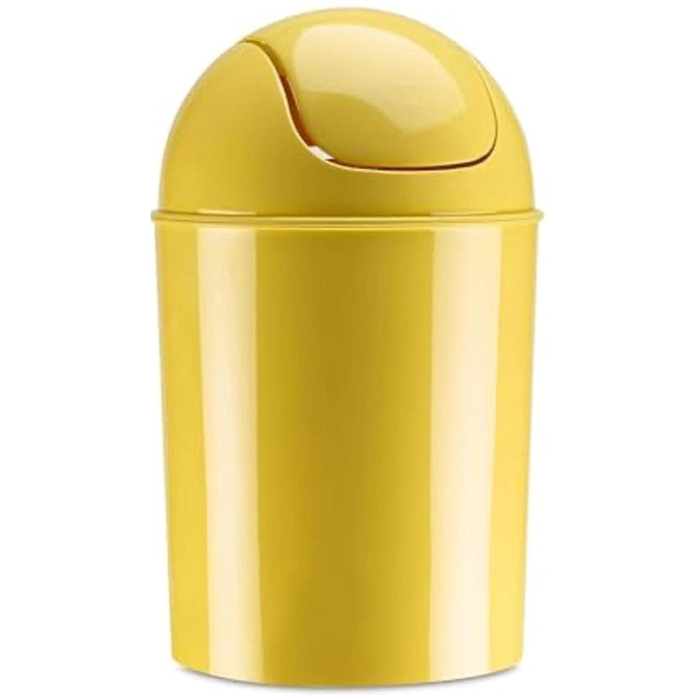 image:imageUmbra 125 Gallon Mini Waste Can with Removable SwingTop Lid Small Garbage Bin for Kitchen Bathroom Bedroom Office Compact Trash Can Fit Under Tables amp Counters LinenYellow
