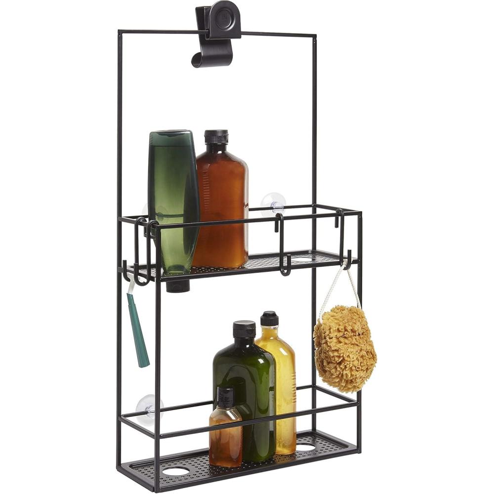 image:imageUmbra Cubiko Metal Shower Caddy Hangs Over the Shower Head BlackBlack