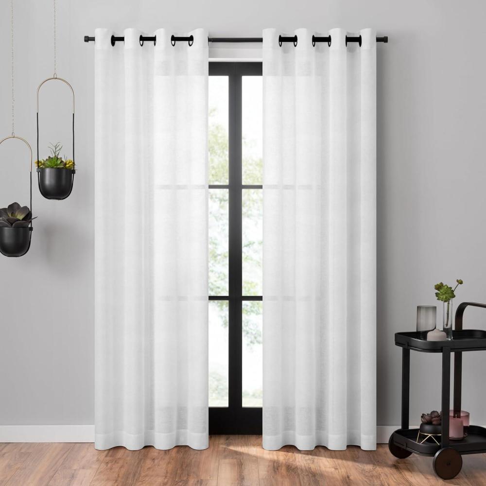 image:imageUmbra Dagen Slub Textured Sheer Grommet 95 in Long x 50 in Wide Window Curtain Panel WhiteWhite
