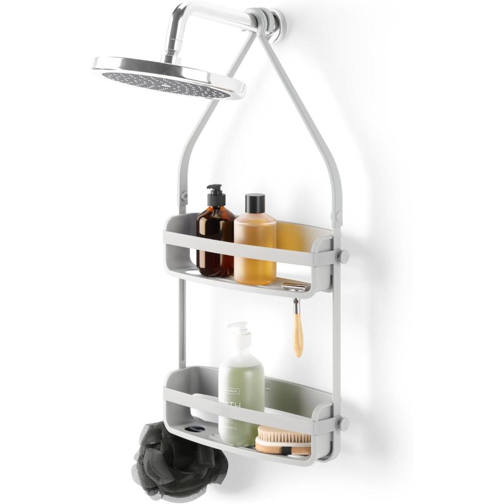 image:imageUmbra Flex Hanging Shower Caddy with 2 Shelves Bathtub Shelf and Bathroom Organizer WhiteGrey