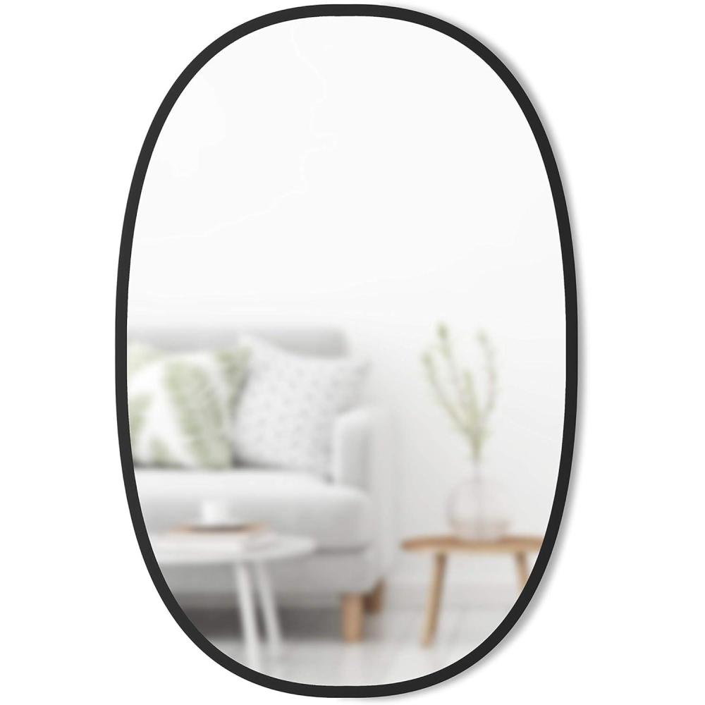 image:imageUmbra Hub Oval Wall Mirror with Rubber Frame Modern Room Decor for Entryways Washrooms Living Rooms and More Black36L x 24W