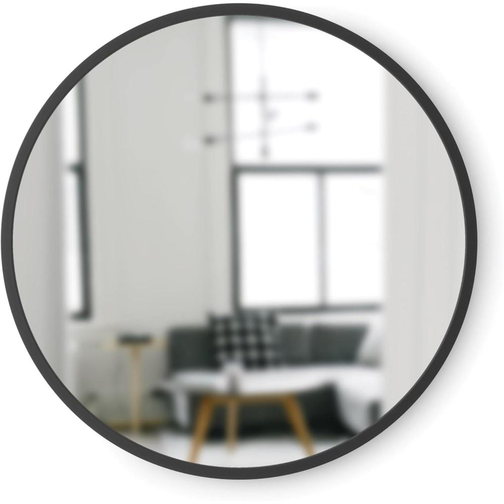image:imageUmbra Hub Round Wall Mirror with Rubber Frame Modern Style for Bathroom Entryway Living Room and More 18Inch BlackBlack