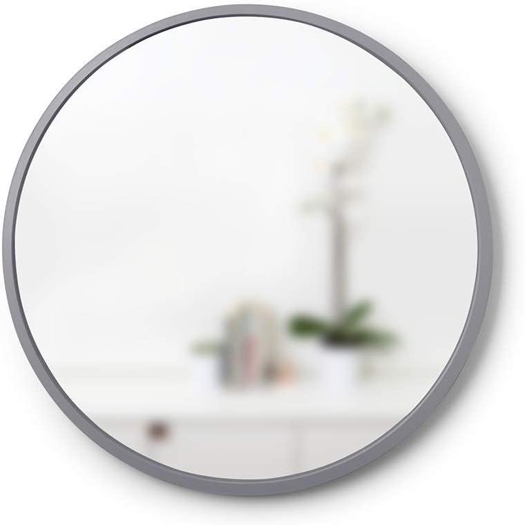 image:imageUmbra Hub Round Wall Mirror with Rubber Frame Modern Style for Bathroom Entryway Living Room and More 18Inch BlackGrey