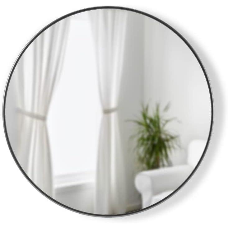 image:imageUmbra Hub Round Wall Mirror with Rubber Frame Modern Style for Bathroom Entryway Living Room and More 18Inch BlackTitanium