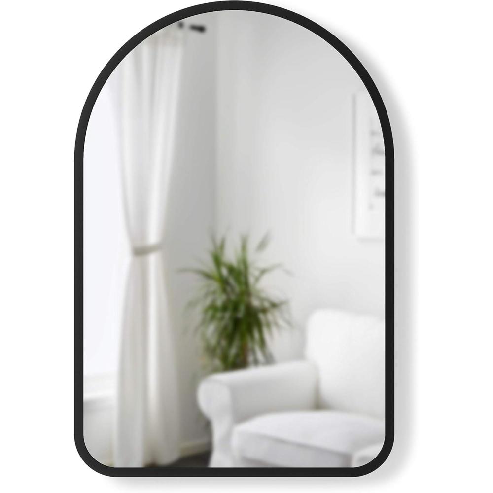 image:imageUmbra Hubba Arched Wall Mirror with Metallic Frame Modern Style for Bathroom Entryway Living Room and More 34 x 36Inch BrassBlack