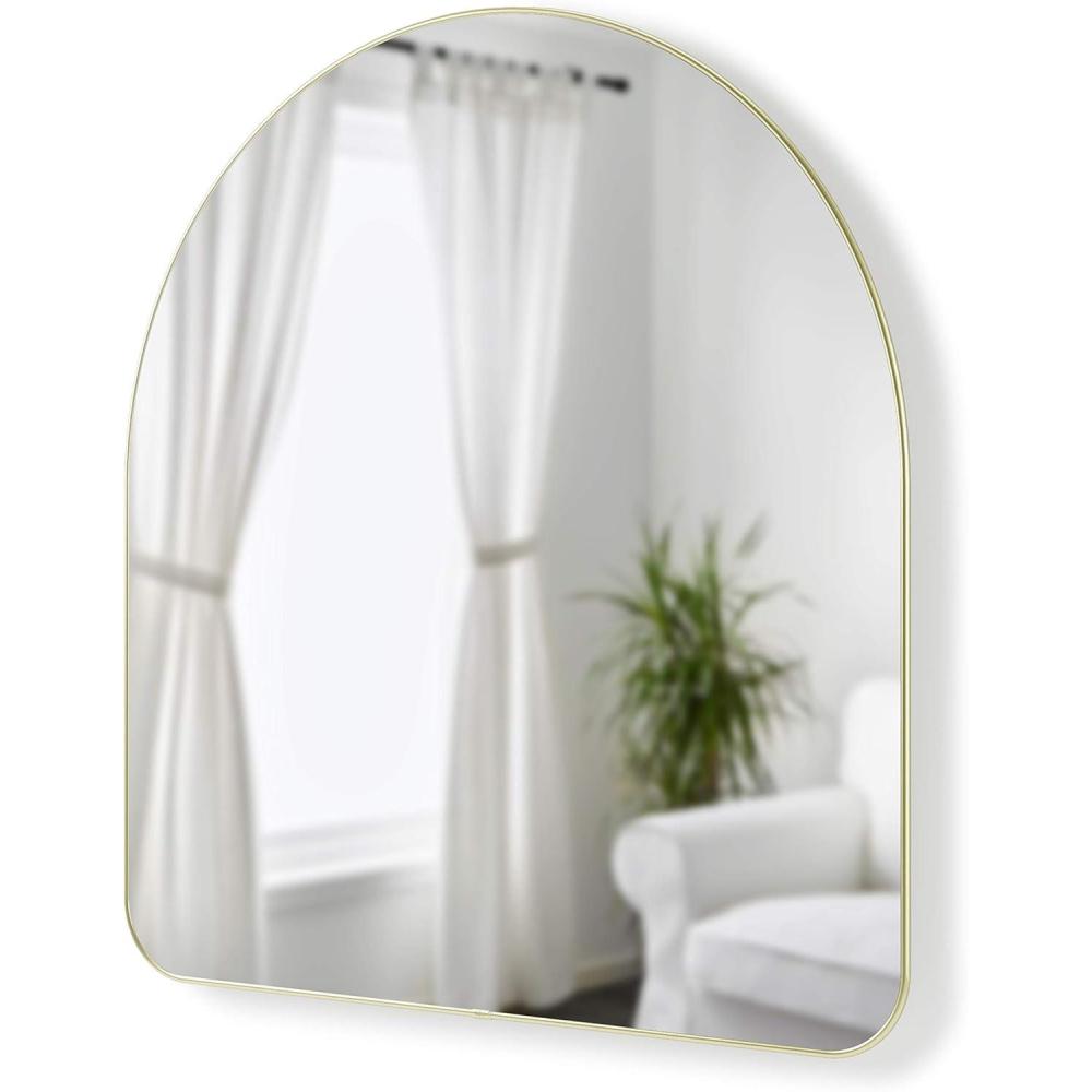 image:imageUmbra Hubba Arched Wall Mirror with Metallic Frame Modern Style for Bathroom Entryway Living Room and More 34 x 36Inch BrassBrass