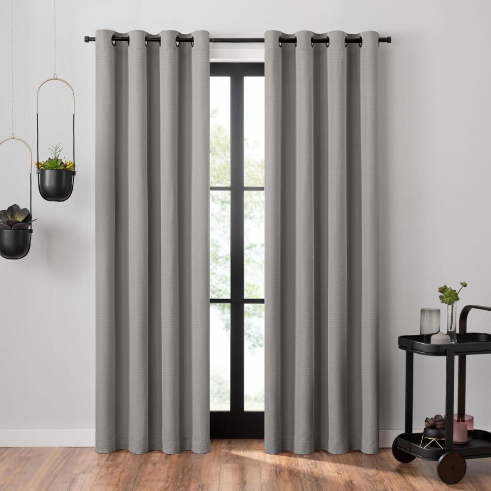 image:imageUmbra Ottoman Textured Solid 100 Blackout Grommet 95 in Long x 50 in Wide Window Curtain Panel LinenCement