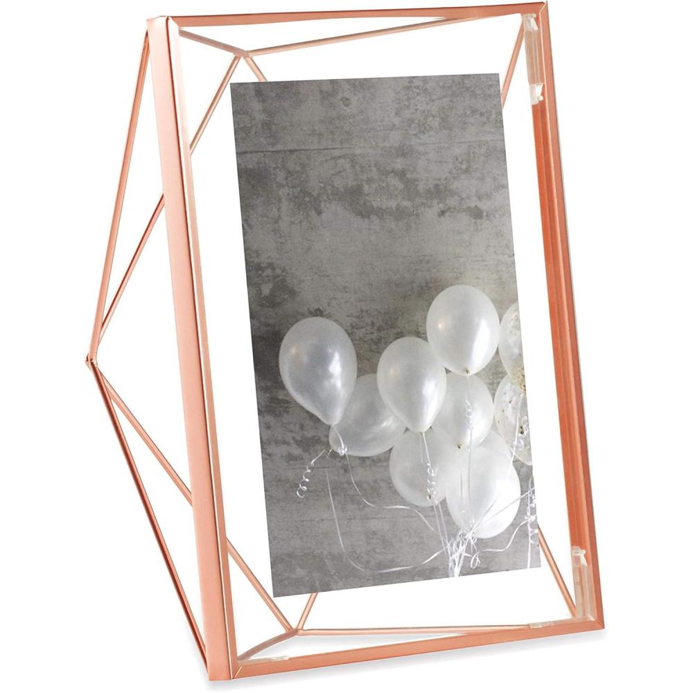 image:imageUmbra Prisma 4x6 Picture Frame Metal Floating Wall or Desk Photo Display for Pictures Art Illustrations and More ChromeCopper