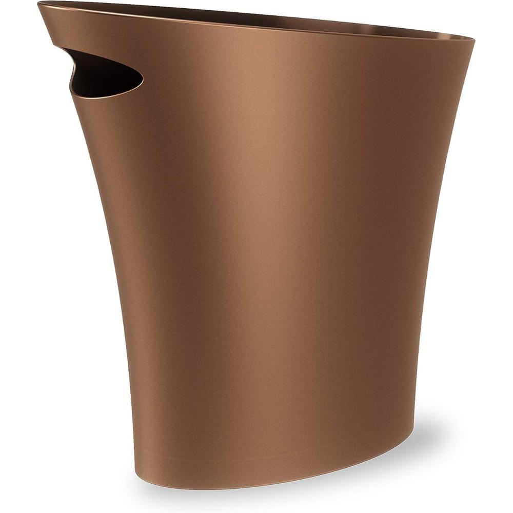image:imageUmbra Skinny Sleek amp Stylish Bathroom Trash Can Small Garbage Can Wastebasket for Narrow Spaces at Home or Office 2 Gallon Capacity BronzeBronze