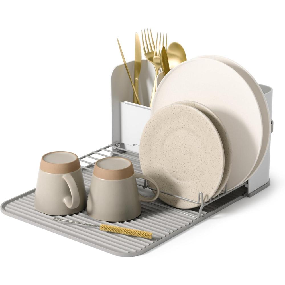 image:imageUmbra Sling Compact Dish Rack for Drying Dishes Cutlery and More Folds Away for Compact Storage
