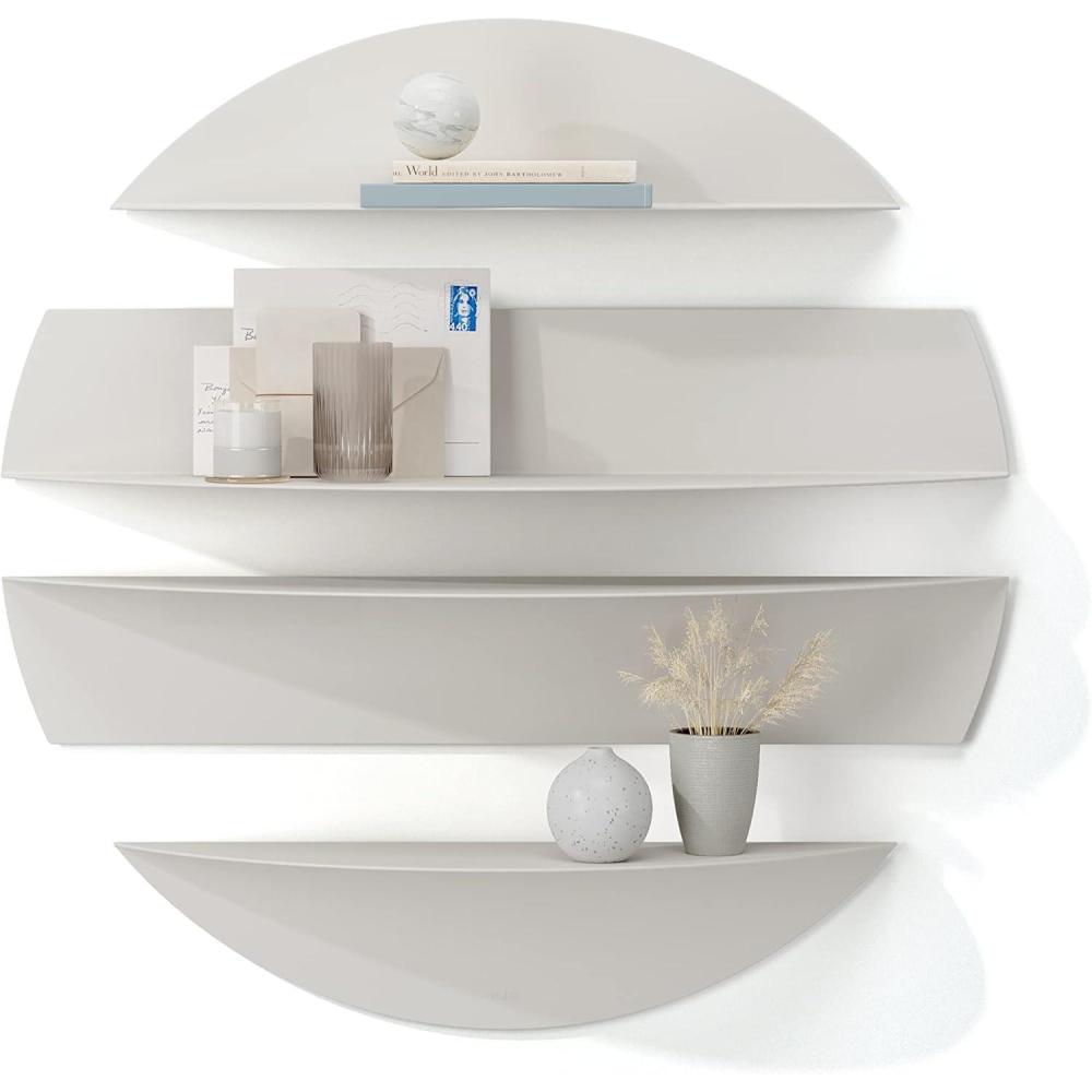 image:imageUmbra Solis Decorative Floating Shelf Set of 4 WallMount Shelves to Display Small Objects and Artwork BlackStone