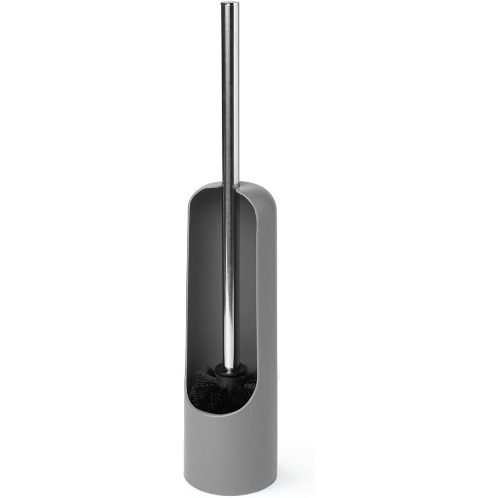 image:imageUmbra Touch Toilet Brush with HolderStand Durable Slim Cleaning Tool with Dense Bristles Removes Stubborn Stains WhiteGray