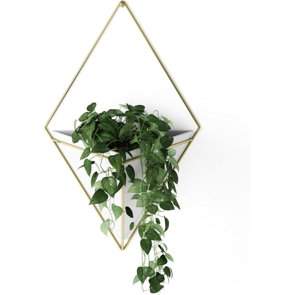 image:imageUmbra Trigg Hanging Planter Vase Wall Decor Pot and Container for Succulents Cactus Faux Plants and More Large GreyCopperWhiteBrass