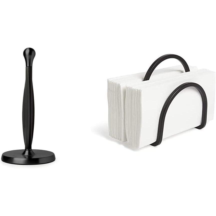 image:imageUmbra Tug Modern Stand Up Paper Towel Holder Metallic Black amp Squire Holder for Kitchen Works with Square and Rectangular Napkins for Dinner Luncheon or Cocktail Black